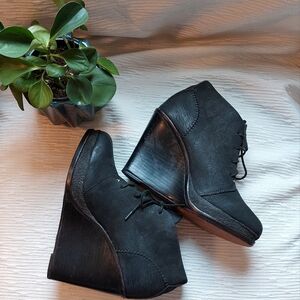 rag & bone Black Lace-Up Wedge Booties Size 10